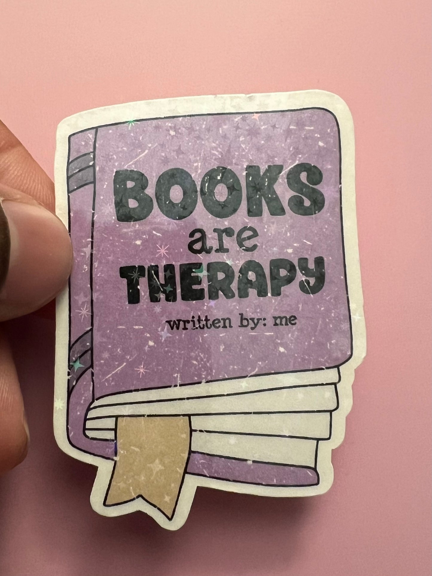 Books are Therapy | Vinyl Stickers for Readers | BookTok & Romance | Bossy Scribes