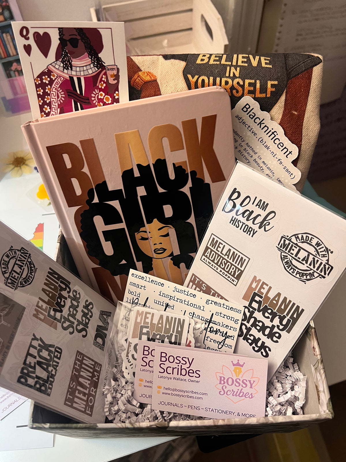Black Girl Magic Box | Celebration Gift Set for Black Women | Bossy Scribes