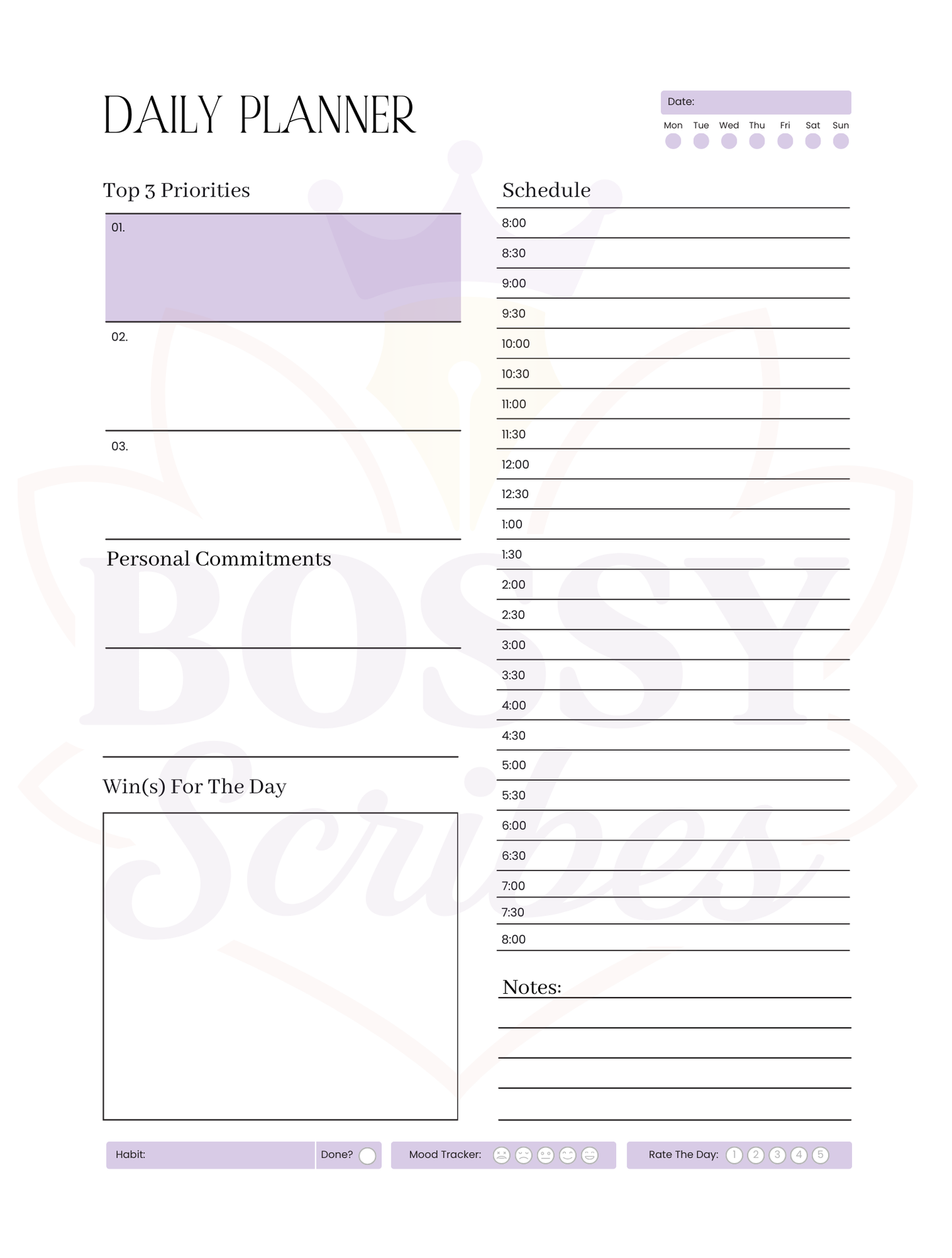 90-Day Planner | 3-Month Goal Setting & Daily Productivity Planner by Bossy Scribes