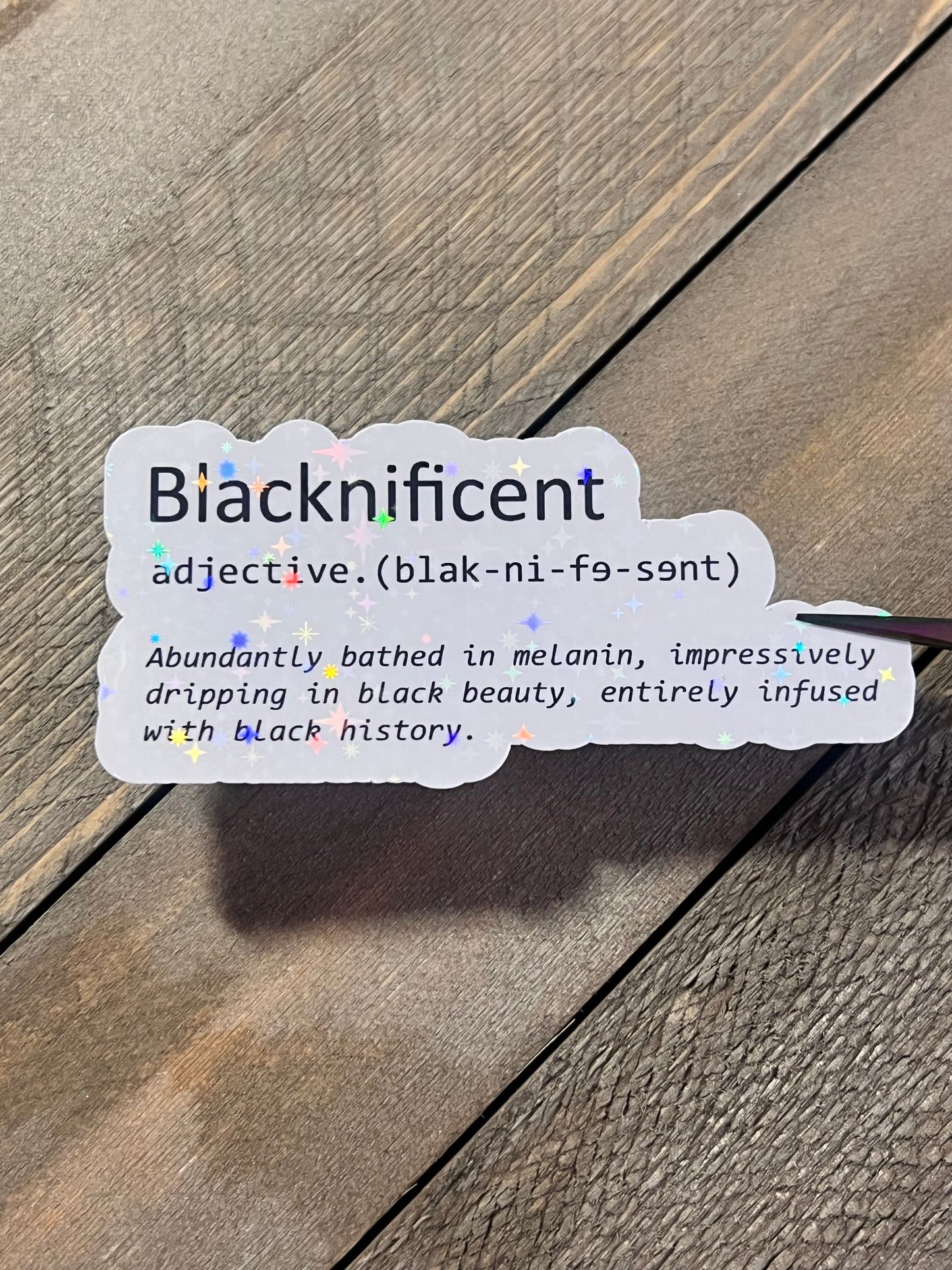 Blacknificent holographic sticker