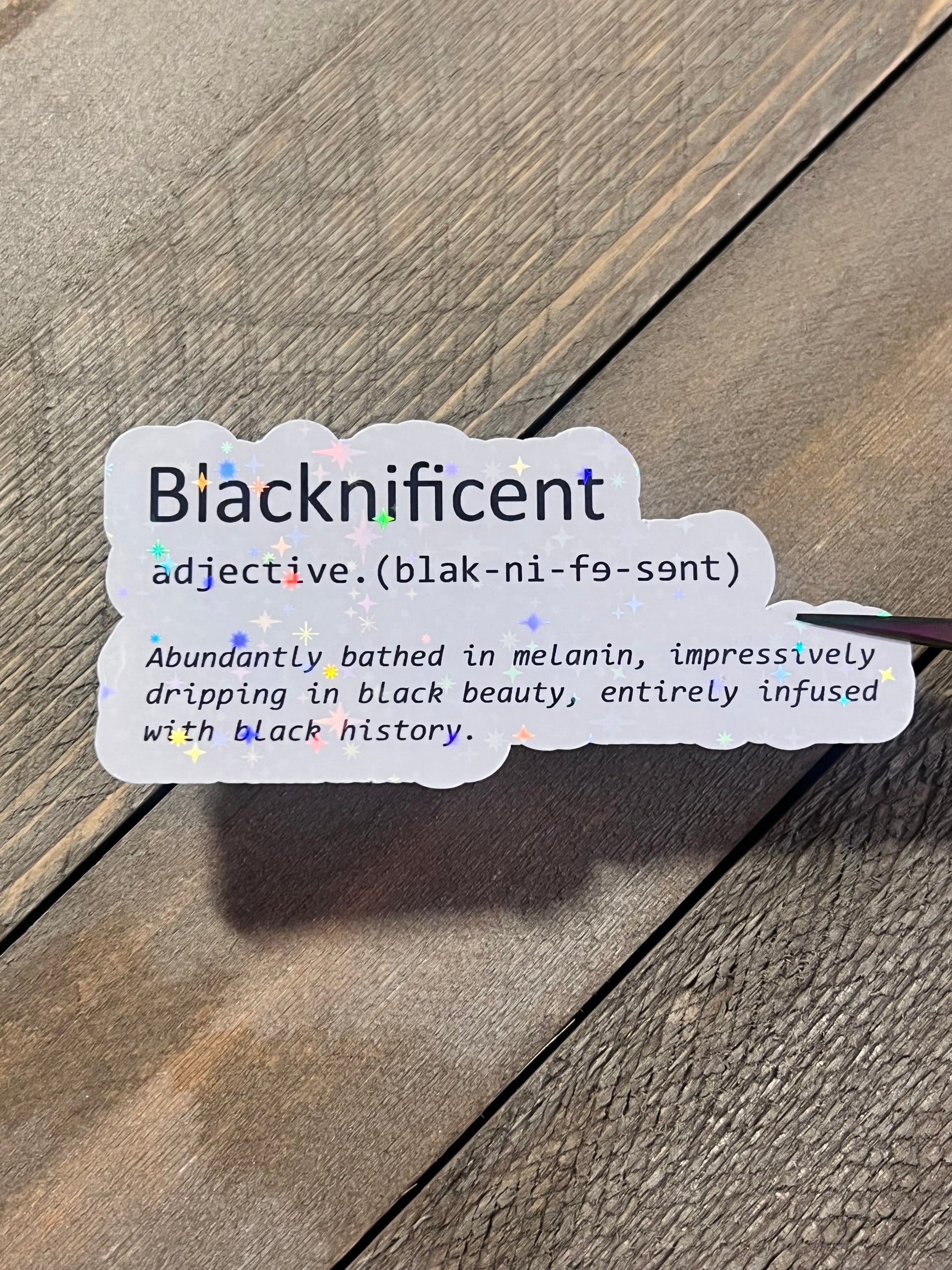 Blacknificent holographic sticker