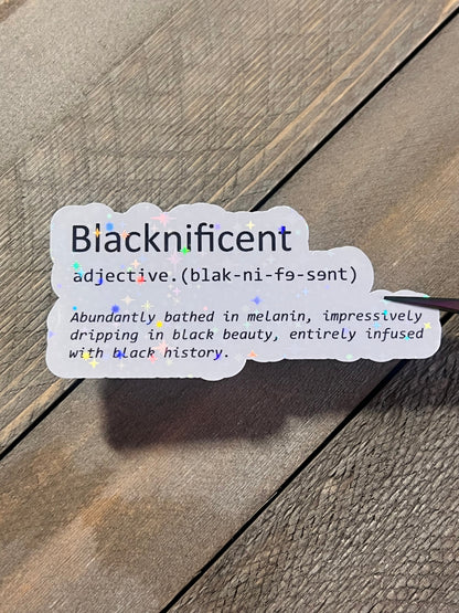 Blacknificent holographic sticker