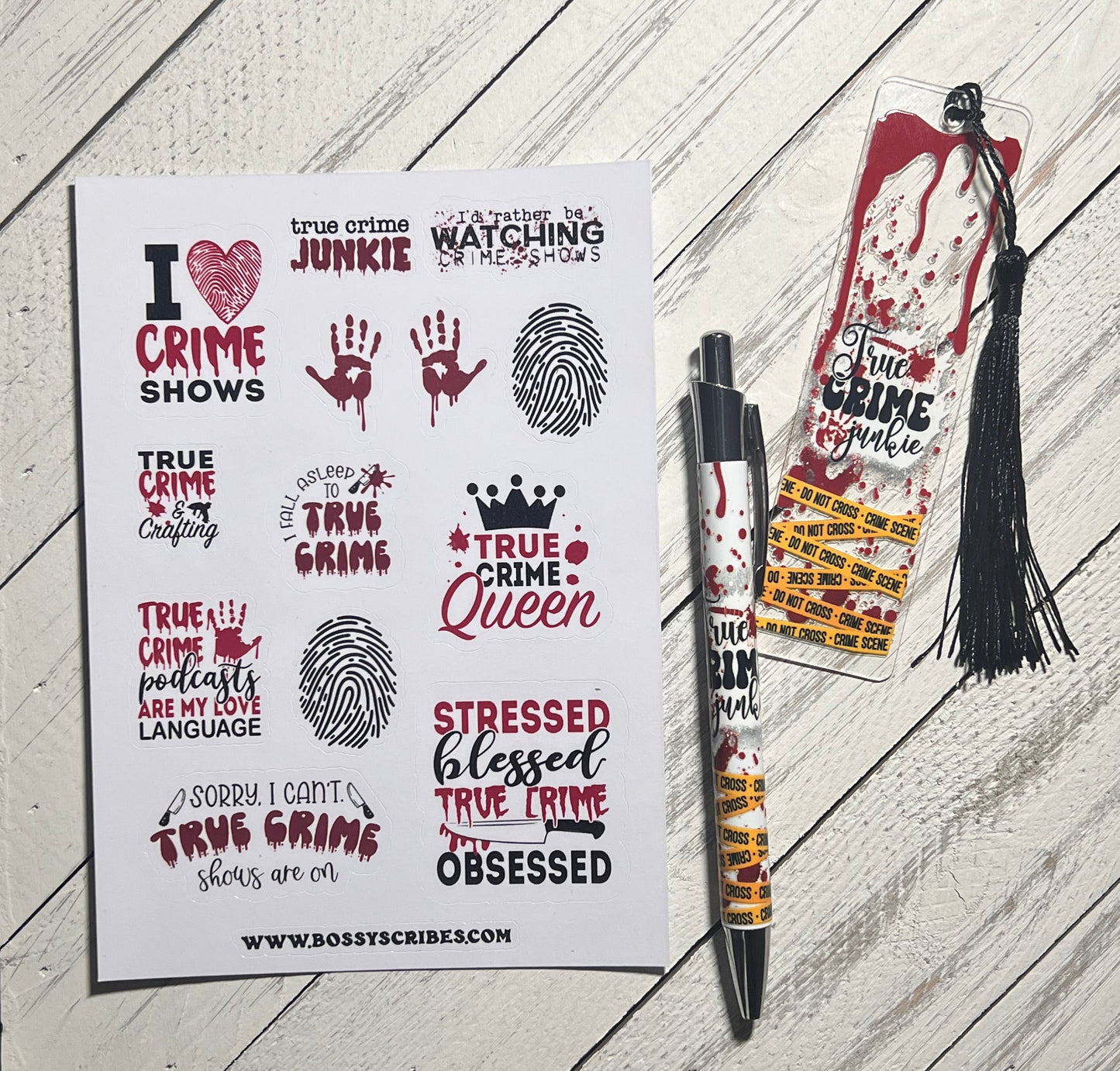 True crime sticker designs