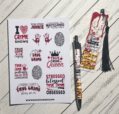 True crime sticker designs