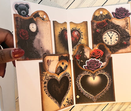 Bossy Scribes Junk Journal Folio – Romance | Goth | Purple | Black Lace (Finished Folio)