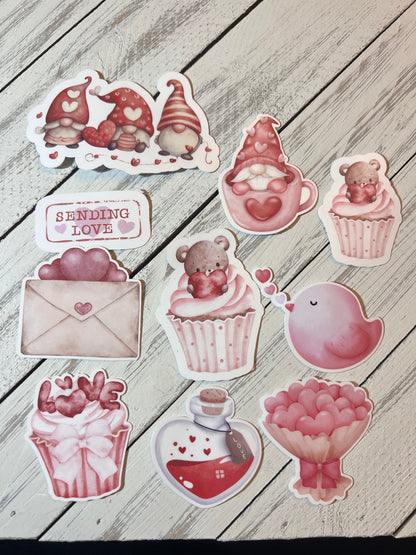 Valentine Gnome & Cozy Love Vinyl Sticker Set
