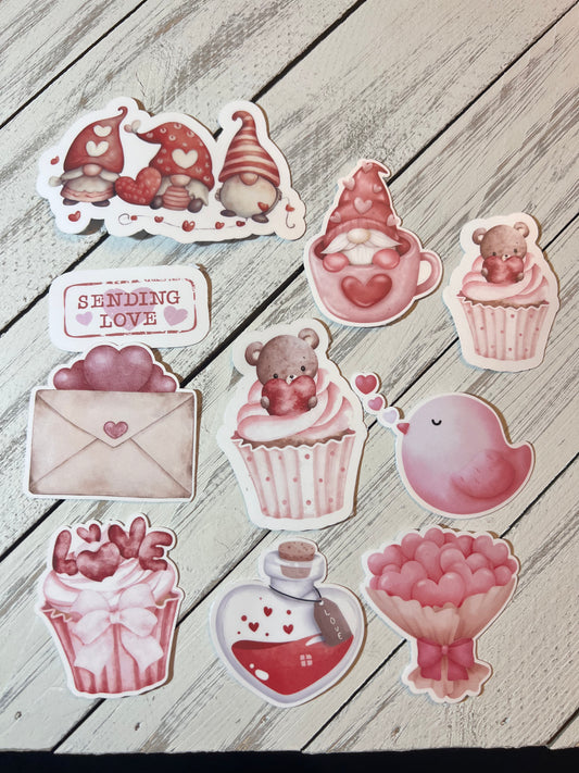 Valentine Gnome & Cozy Love Vinyl Sticker Set
