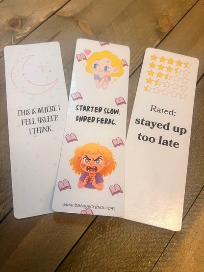 Stayed Up Too Late - A Bookish Bookmark Set (3-Pack)