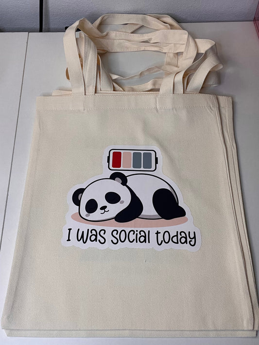 "I Was Social Today" Panda Tote