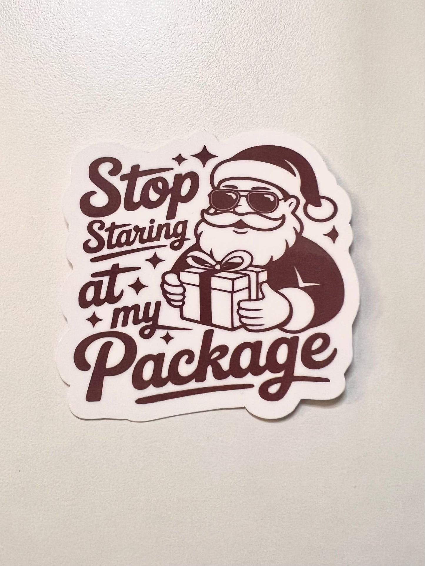 Santa Package Christmas Sticker | Funny Vinyl Holiday Sticker | Bossy Scribes