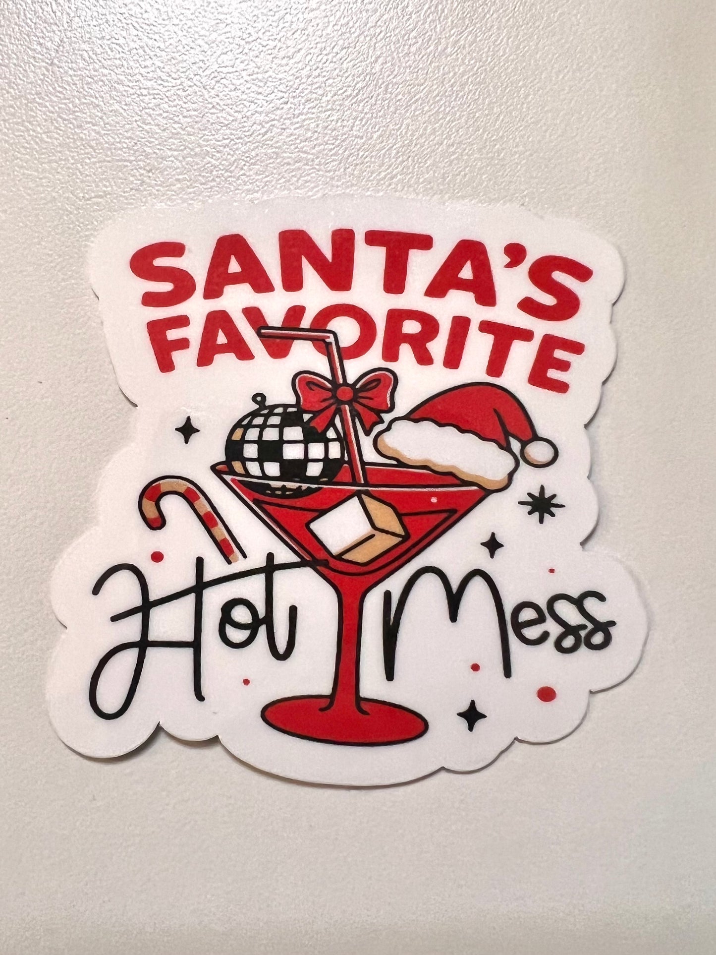 Santa's Hot Mess Christmas Sticker | Funny Holiday Vinyl Sticker | Bossy Scribes
