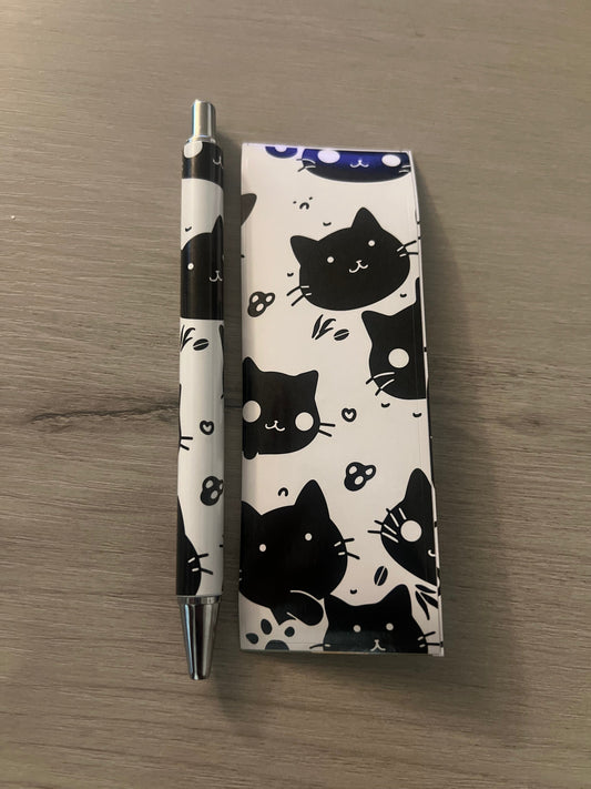 Midnight Whiskers Cat Pens (Set of 2) | Sleek Ballpoint Pens | Bossy Scribes